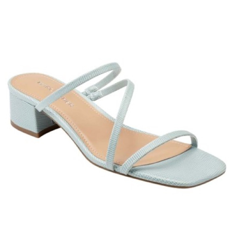 Marc Fisher Light Blue Croc Embossed Strappy Slide Sandals